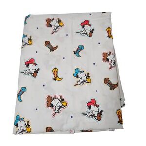 Peanuts Snoopy Cowboy Full Flat‎ Sheet Western Boots Stars Berkshire